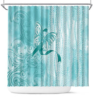 PTSD Awareness Shower Curtain Maile Pikake Lokelani Crown Flower Lei Inspired LT9 Teal - Polynesian Pride