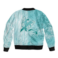 PTSD Awareness Sleeve Zip Bomber Jacket Maile Pikake Lokelani Crown Flower Lei Inspired LT9 - Polynesian Pride