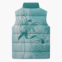 PTSD Awareness Sleeveless Puffer Jacket Maile Pikake Lokelani Crown Flower Lei Inspired