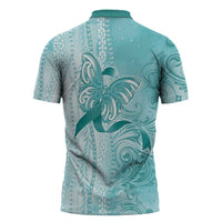 PTSD Awareness Zipper Polo Shirt Maile Pikake Lokelani Crown Flower Lei Inspired LT9 - Polynesian Pride