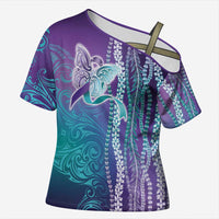 Suicide Prevention Awareness Cross Shoulder Shirt Maile Pikake Lokelani Crown Flower Lei Inspired LT9 Female Multicolor - Polynesian Pride