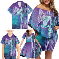 Suicide Prevention Awareness Family Matching Off Shoulder Short Dress and Hawaiian Shirt Maile Pikake Lokelani Crown Flower Lei Inspired