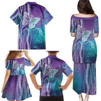 Suicide Prevention Awareness Family Matching Puletasi and Hawaiian Shirt Maile Pikake Lokelani Crown Flower Lei Inspired