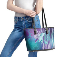 Suicide Prevention Awareness Leather Tote Bag Maile Pikake Lokelani Crown Flower Lei Inspired