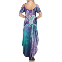 Suicide Prevention Awareness Summer Maxi Dress Maile Pikake Lokelani Crown Flower Lei Inspired LT9 - Polynesian Pride