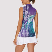 Suicide Prevention Awareness Women Sleeveless Polo Shirt Maile Pikake Lokelani Crown Flower Lei Inspired