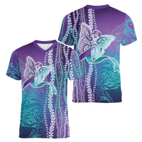 Suicide Prevention Awareness Women V-Neck T-Shirt Maile Pikake Lokelani Crown Flower Lei Inspired