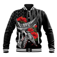 Hawaiian Honu Personalized Baseball Jacket Black Tribal Hook Pattern