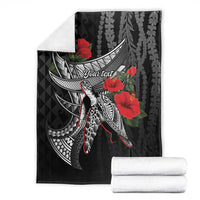 Hawaiian Honu Personalized Blanket Black Tribal Hook Pattern