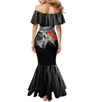 Hawaiian Honu Personalized Family Matching Mermaid Dress and Hawaiian Shirt Black Tribal Hook Pattern