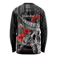 Hawaiian Honu Personalized Long Sleeve Shirt Black Tribal Hook Pattern