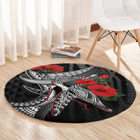 Hawaiian Honu Personalized Round Carpet Black Tribal Hook Pattern