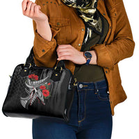 Hawaiian Honu Personalized Shoulder Handbag Black Tribal Hook Pattern