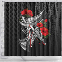 Hawaiian Honu Personalized Shower Curtain Black Tribal Hook Pattern