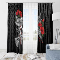 Hawaiian Honu Personalized Window Curtain Black Tribal Hook Pattern