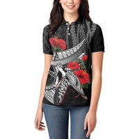 Hawaiian Honu Personalized Women Polo Shirt Black Tribal Hook Pattern