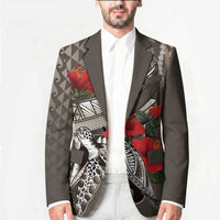 Hawaiian Honu Personalized Blazer Mocha Mousse Hibiscus Tribal Hook Pattern