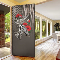 Hawaiian Honu Personalized Door Cover Mocha Mousse Hibiscus Tribal Hook Pattern