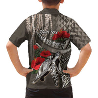 Hawaiian Honu Personalized Family Matching Summer Maxi Dress and Hawaiian Shirt Mocha Mousse Hibiscus Tribal Hook Pattern