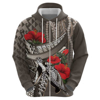 Hawaiian Honu Personalized Hoodie Mocha Mousse Hibiscus Tribal Hook Pattern