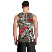Hawaiian Honu Personalized Men Tank Top Mocha Mousse Hibiscus Tribal Hook Pattern
