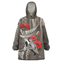 Hawaiian Honu Personalized Wearable Blanket Hoodie Mocha Mousse Hibiscus Tribal Hook Pattern