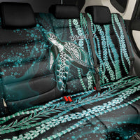 Hawaiian Honu Personalized Back Car Seat Cover Dark Cyan Maile Pikake Flower Lei Inspired