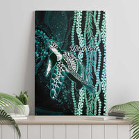 Hawaiian Honu Personalized Canvas Wall Art Dark Cyan Maile Pikake Flower Lei Inspired LT9 - Polynesian Pride