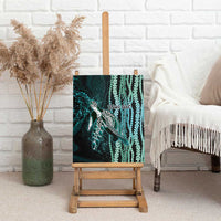Hawaiian Honu Personalized Canvas Wall Art Dark Cyan Maile Pikake Flower Lei Inspired LT9 - Polynesian Pride