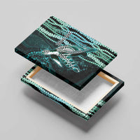 Hawaiian Honu Personalized Canvas Wall Art Dark Cyan Maile Pikake Flower Lei Inspired LT9 - Polynesian Pride