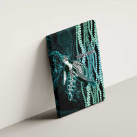 Hawaiian Honu Personalized Canvas Wall Art Dark Cyan Maile Pikake Flower Lei Inspired LT9 - Polynesian Pride