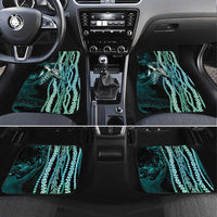 Hawaiian Honu Personalized Car Mats Dark Cyan Maile Pikake Flower Lei Inspired