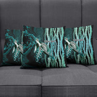 Hawaiian Honu Personalized Pillow Cover Dark Cyan Maile Pikake Flower Lei Inspired LT9 - Polynesian Pride