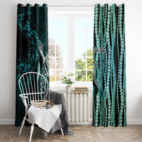 Hawaiian Honu Personalized Window Curtain Dark Cyan Maile Pikake Flower Lei Inspired