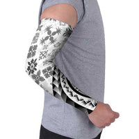 Black Hawaiian Quilt Pattern Arm Sleeves Mixed Polynesian Tribal Arty - Polynesian Pride