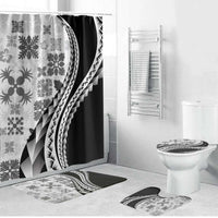 Black Hawaiian Quilt Pattern Bathroom Set Mixed Polynesian Tribal Arty LT9 Bathroom Set (4 pcs) Black - Polynesian Pride