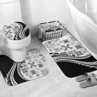 Black Hawaiian Quilt Pattern Bathroom Set Mixed Polynesian Tribal Arty LT9 Mat Set Only (3 pcs) One Size Black - Polynesian Pride