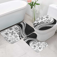 Black Hawaiian Quilt Pattern Bathroom Set Mixed Polynesian Tribal Arty LT9 - Polynesian Pride