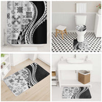 Black Hawaiian Quilt Pattern Bathroom Set Mixed Polynesian Tribal Arty LT9 - Polynesian Pride