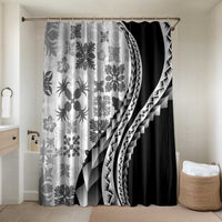 Black Hawaiian Quilt Pattern Bathroom Set Mixed Polynesian Tribal Arty LT9 Shower Curtain Only Black - Polynesian Pride