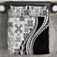 Black Hawaiian Quilt Pattern Bedding Set Mixed Polynesian Tribal Arty