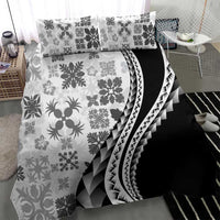 Black Hawaiian Quilt Pattern Bedding Set Mixed Polynesian Tribal Arty