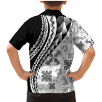 Black Hawaiian Quilt Pattern Family Matching Mermaid Dress and Hawaiian Shirt Mixed Polynesian Tribal Arty