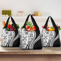 Black Hawaiian Quilt Pattern Grocery Bag Mixed Polynesian Tribal Arty