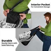 Black Hawaiian Quilt Pattern Grocery Bag Mixed Polynesian Tribal Arty