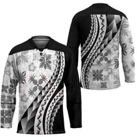Black Hawaiian Quilt Pattern Hockey Jersey Mixed Polynesian Tribal Arty LT9 - Polynesian Pride
