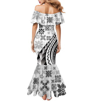 Black Hawaiian Quilt Pattern Mermaid Dress Mixed Polynesian Tribal Arty