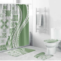 Green Hawaiian Quilt Pattern Bathroom Set Mixed Polynesian Tribal Arty LT9 Bathroom Set (4 pcs) Green - Polynesian Pride