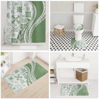 Green Hawaiian Quilt Pattern Bathroom Set Mixed Polynesian Tribal Arty LT9 - Polynesian Pride