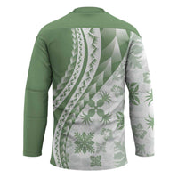 Green Hawaiian Quilt Pattern Hockey Jersey Mixed Polynesian Tribal Arty LT9 - Polynesian Pride